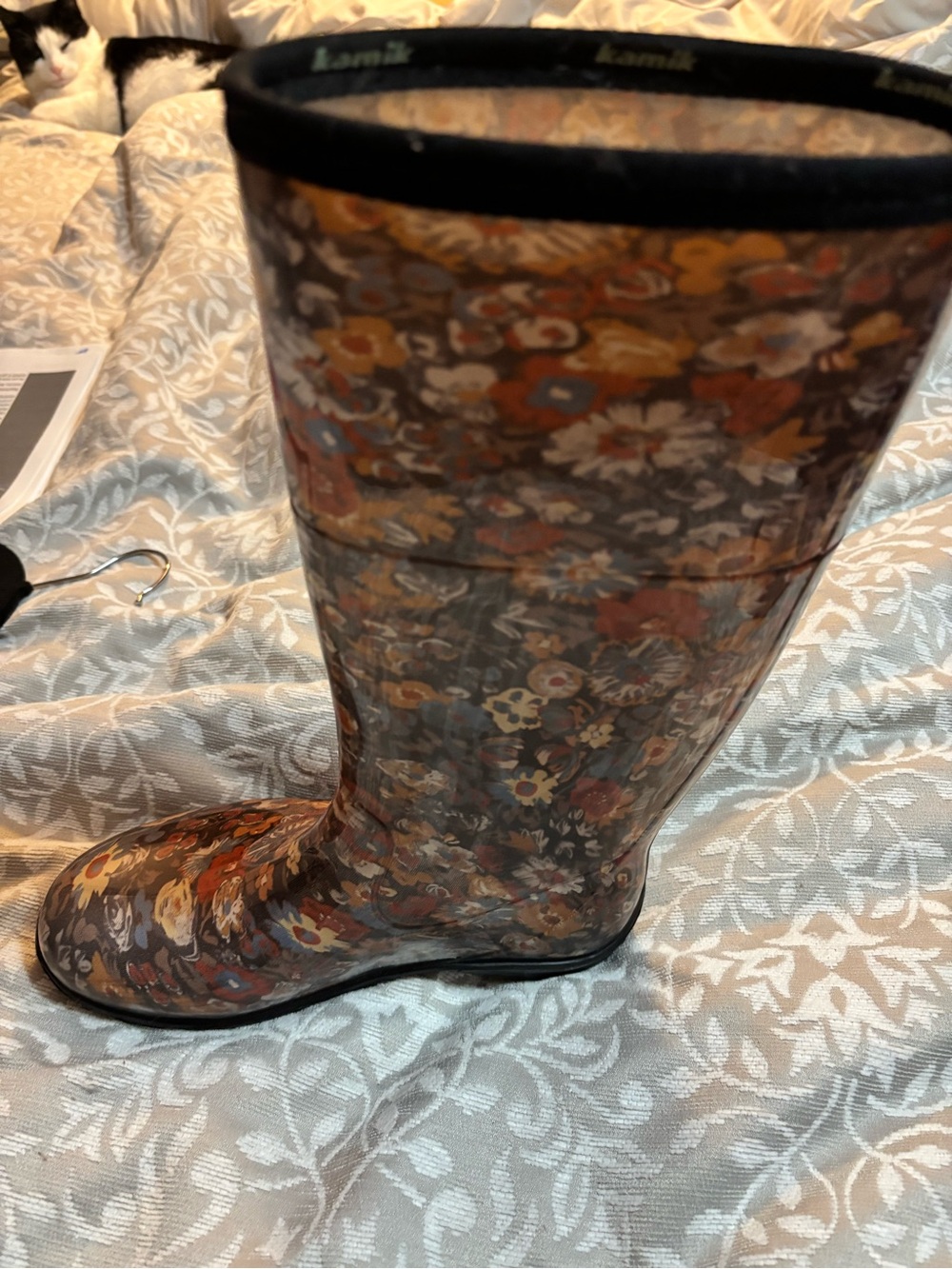 Kamik Women’s Floral Waterproof Rain Boots - Brown/Orange